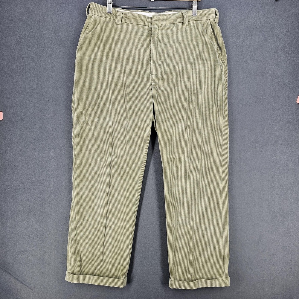 Orvis Corduroy Chino Pants Mens 38x29 Green Flat Front Classic Fit Hong Kong